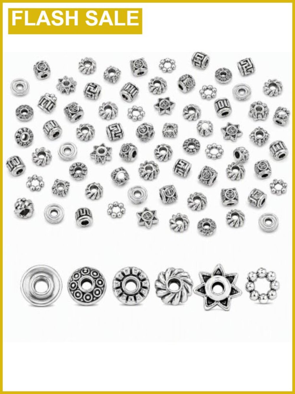 50g Metal Spacer Beads Silver Plated DIY Jewelry Making Supplies